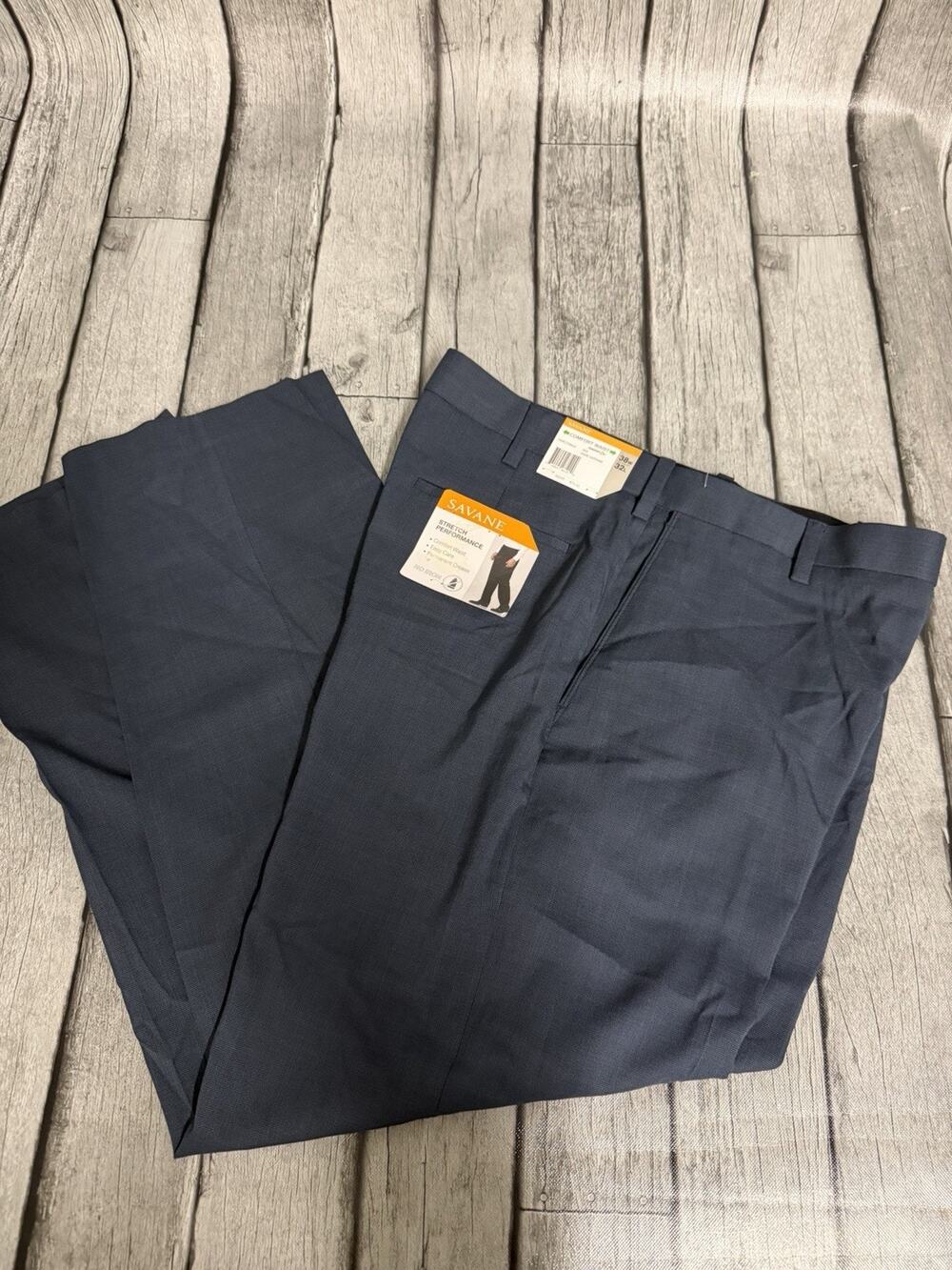 NWT Men’s Savane Comfort waist Dress Pants Dk Sapphire Blue 38x32 38W 32L